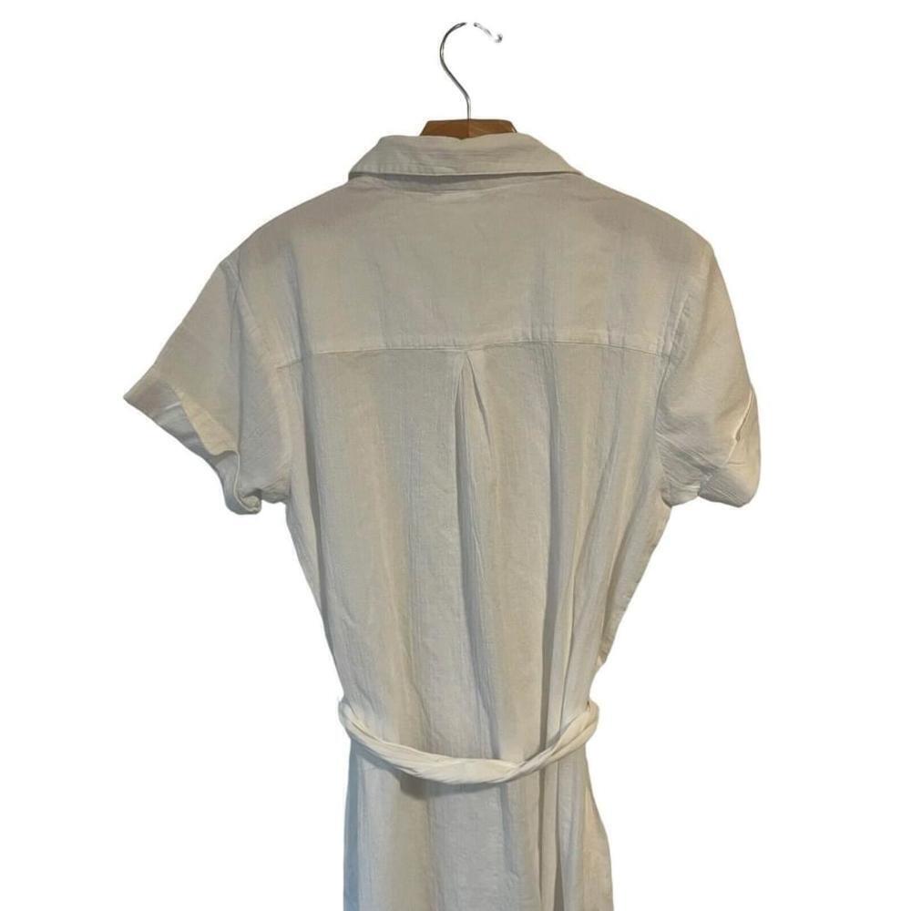 Becca White Maxi Button Up Waist Tie Cover Up Large - Picture 12 of 15